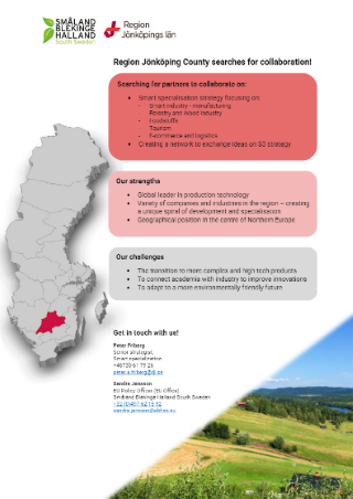 Traženje partnera – Županija Jönköping, Švedska – Strategije pametne specijalizacije